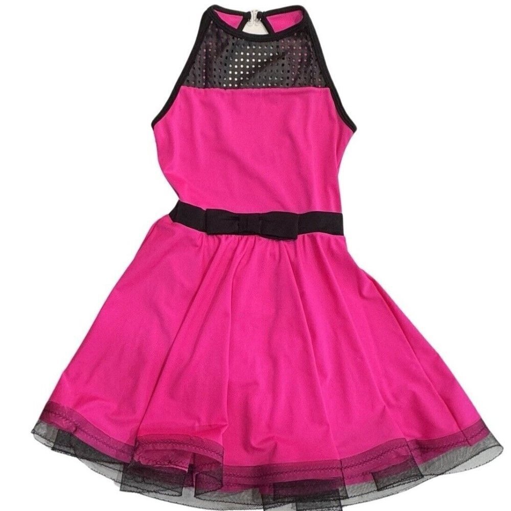 CURTAIN‎ CALL Dance Dress Costume Girls Size CLA Pink Black Leotard Barbie-Core